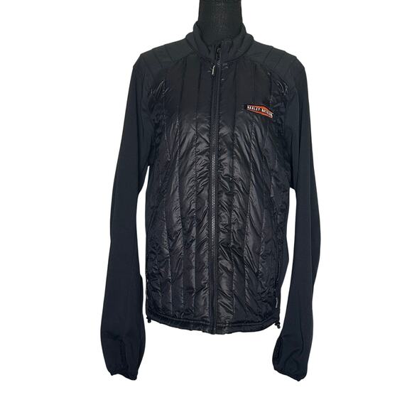 Harley-Davidson Men's Black Quilted Down Puffer Layering Nylon Jacket – Size M - Picture 1 of 9